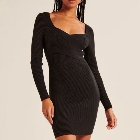 NWT Abercrombie Front Wrap Long Sleeve Sweater Dress - Picture 1 of 5
